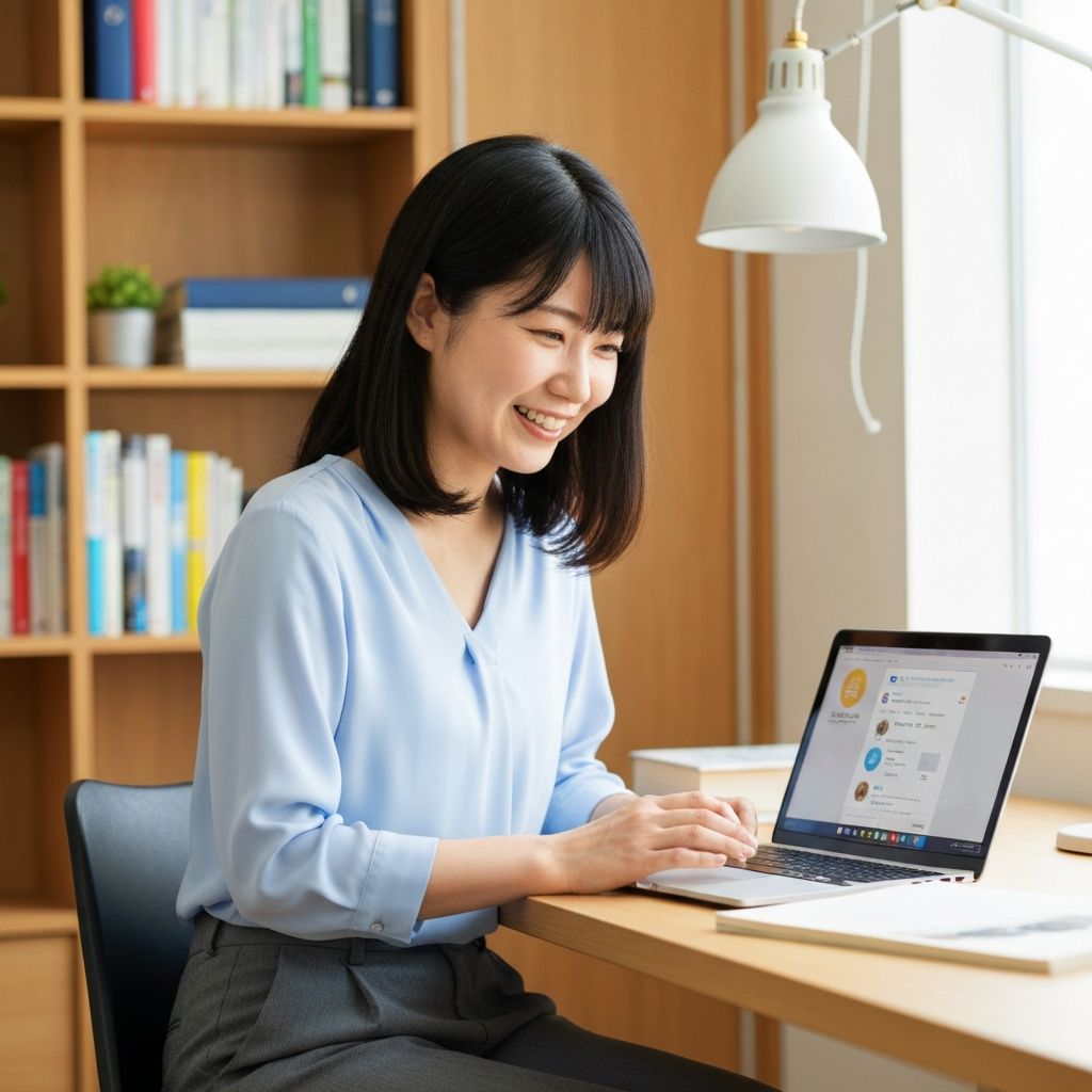 PCで勉強会に参加している女性